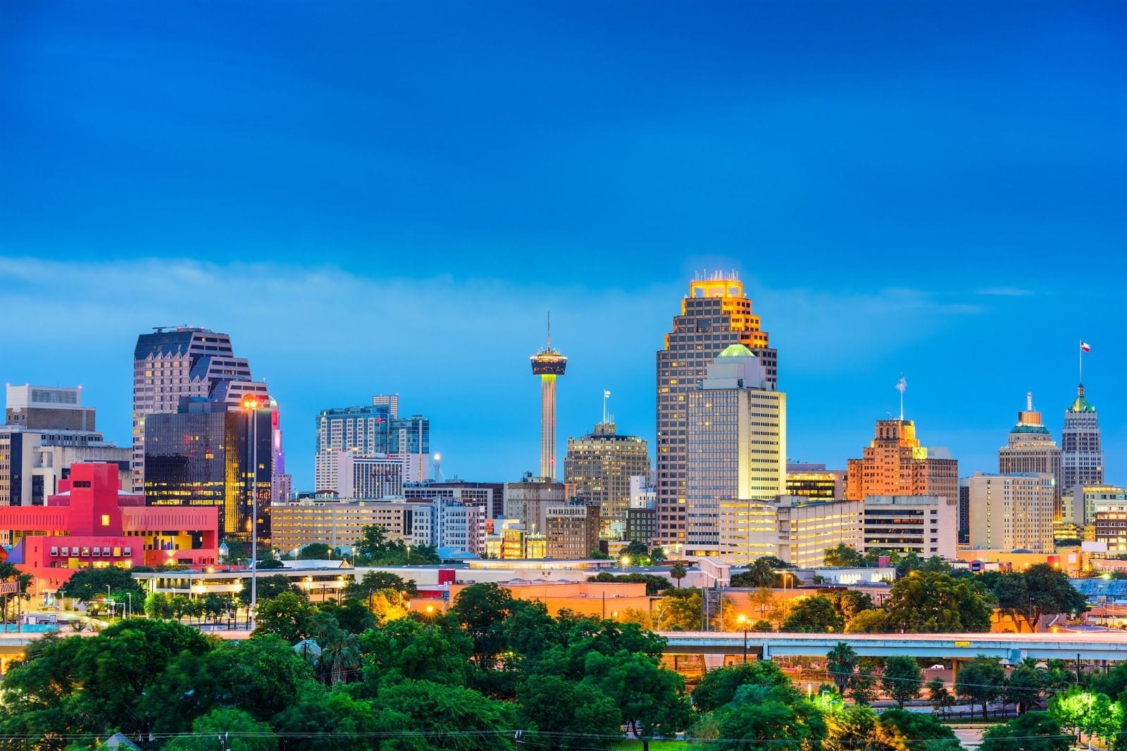 San Antonio skyline at dusk